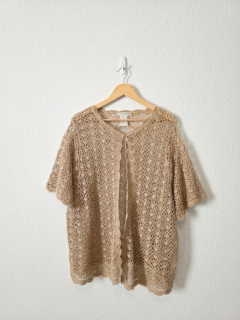 Vintage Crochet Knit Button Front Top 24W